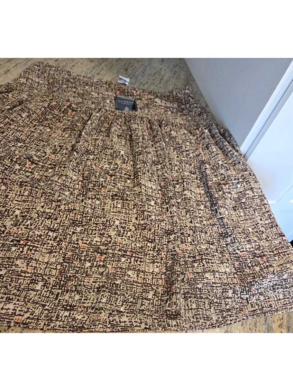New! Women Size 20W George Midi Skirt Lined Pleated Beige MCM Tweed Look - Picture 6 of 13